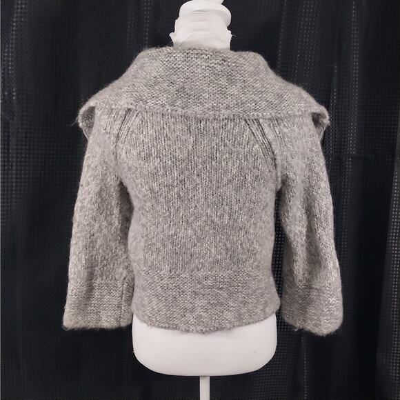ANN TAYLOR LOFT! ALPACA & WOOL BLEND BULKY, WIDE COLLAR CARDI SWEATER! SZ XS - Picture 7 of 10